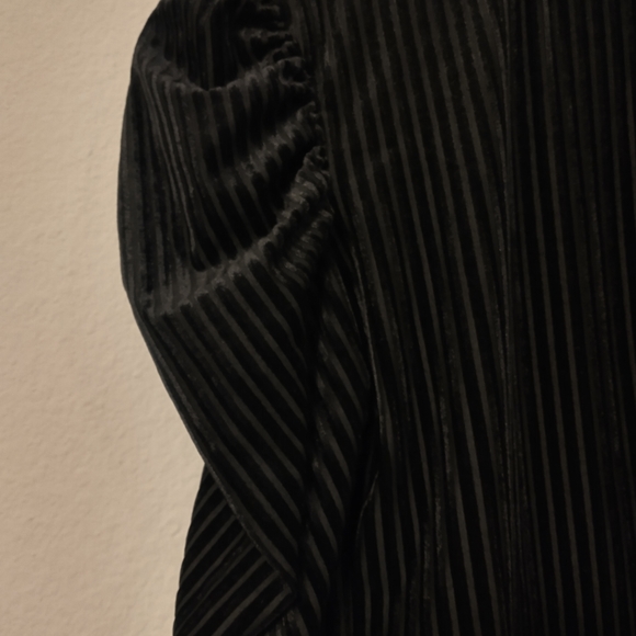 Mock Neck Top Puff Long Sleeve Rib Black Velvet M - Picture 9 of 12
